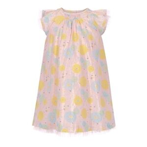 EUC LeBig Blossom Metallic Gold Dress Size 5/6